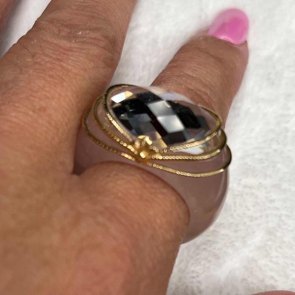 Elizabeth Adams Collectio Rose Quartz & Gold-Tone Statement size 10 14Kt Gold - Picture 10 of 10